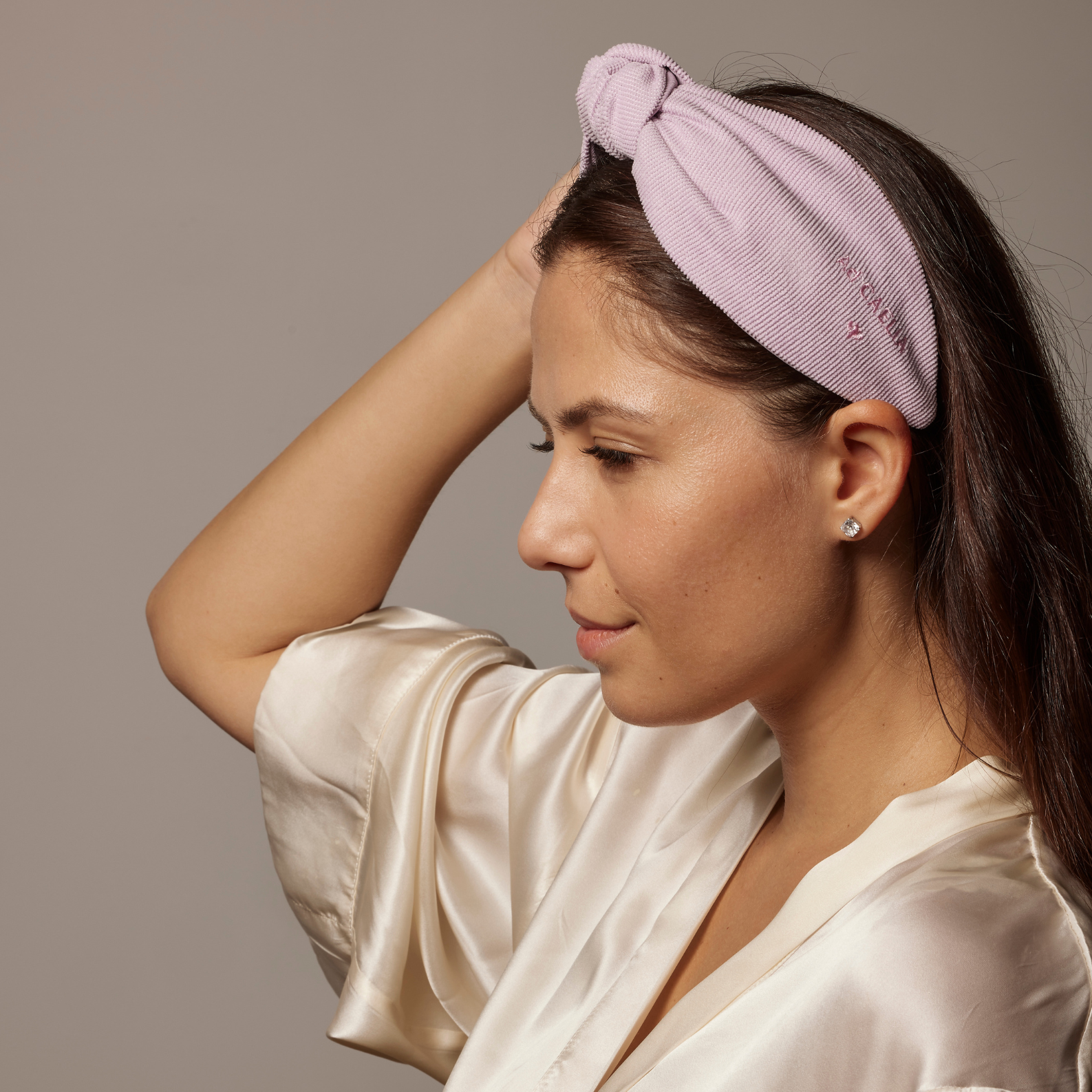 Serre tête lilas velours côtelé Ad CAELIA