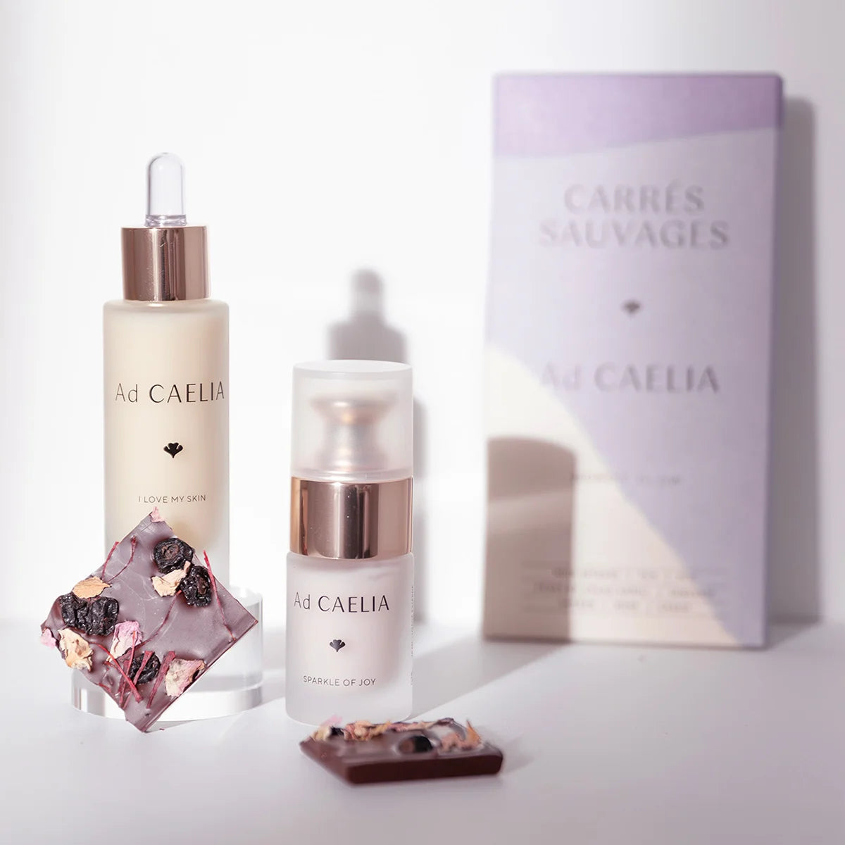 Chocolat Nordic Glow Ad CAELIA avec produits de soin