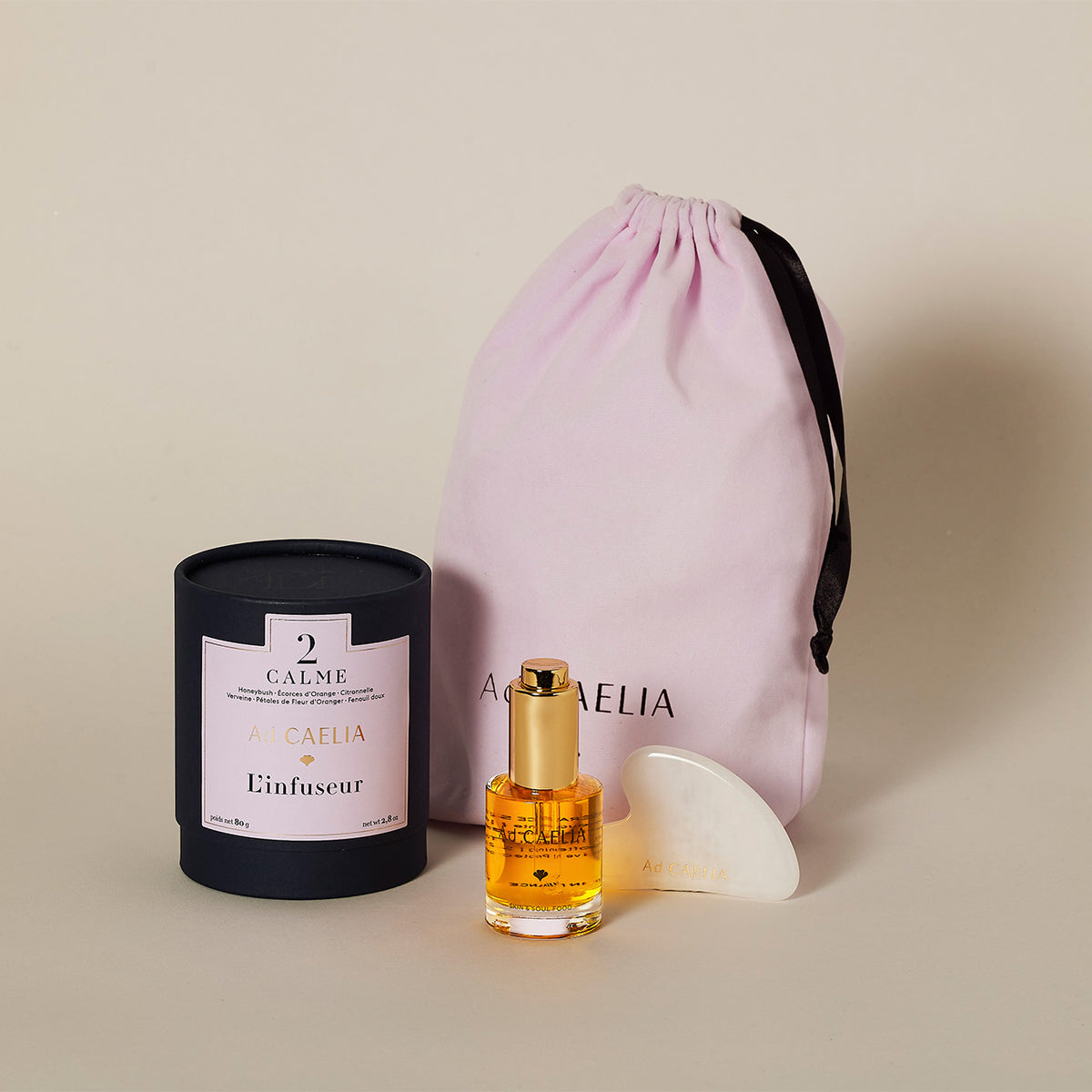Coffret de Noël Ad CAELIA avec infusion, huile et Gua Sha