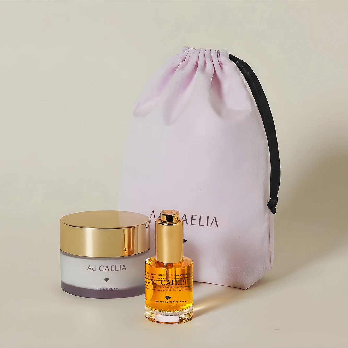 Duo Cocooning Ad CAELIA, packshot des produits avec le pochon